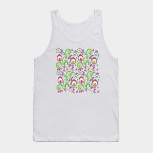 Peacock Feathers Indian Pattern Pink Tank Top